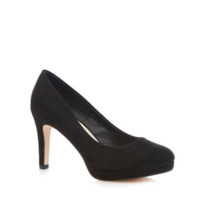 Red Herring Black suedette high wide fit court shoes